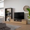 Muebles De Salón Para Tv | Conjunto De Muebles Comedor | 310x186x35cm | Para Tv Hasta 80" | Chimenea Eléctrica | Estilo Moderno | Roble Y Negro