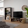 Muebles De Salón Para Tv | Conjunto De Muebles Comedor | 310x186x35cm | Para Tv Hasta 80" | Chimenea Eléctrica | Estilo Moderno | Roble Y Negro