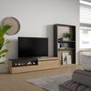 Muebles De Salón Para Tv | Conjunto De Muebles Comedor | 310x186x35cm | Para Tv Hasta 80" | Chimenea Eléctrica | Estilo Moderno | Roble Y Negro