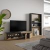 Muebles De Salón Para Tv | Conjunto De Muebles Comedor | 310x186x35cm | Para Tv Hasta 80" | Chimenea Eléctrica | Estilo Moderno | Roble Y Negro