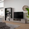 Muebles De Salón Para Tv | Conjunto De Muebles Comedor | 310x186x35cm | Para Tv Hasta 80" | Chimenea Eléctrica | Estilo Moderno | Cemento