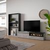 Muebles De Salón Para Tv | Conjunto De Muebles Comedor | 310x186x35cm | Para Tv Hasta 80" | Chimenea Eléctrica | Estilo Moderno | Cemento