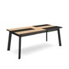 Mesa Comedor, Mesa Fija Cocina Y Salón, 200, Para 10 Comensales, Patas De Madera, Estilo Moderno, Roble Y Negro