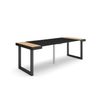 Mesa Consola Extensible, Mesa Comedor Plegable, 220, Para 10 Comensales, Patas Madera Maciza, Estilo Moderno, Roble Y Negro