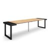 Mesa Consola Extensible, Mesa Comedor Plegable, 300, Para 14 Comensales, Patas Madera Maciza, Estilo Moderno, Roble Y Negro