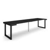 Mesa Consola Extensible, Mesa Comedor Plegable, 300, Para 14 Comensales, Patas Madera Maciza, Estilo Moderno, Negro