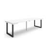 Mesa Consola Extensible, Mesa Comedor Plegable, 260, Para 12 Comensales, Patas Madera Maciza, Estilo Moderno, Blanco