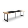 Mesa Consola Extensible, Mesa Comedor Plegable, 260, Para 12 Comensales, Patas Madera Maciza, Estilo Moderno, Roble Y Negro