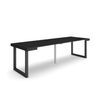 Mesa Consola Extensible, Mesa Comedor Plegable, 260, Para 12 Comensales, Patas Madera Maciza, Estilo Moderno, Negro