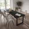 Mesa Consola Extensible, Mesa Comedor Plegable, 260, Para 12 Comensales, Patas Madera Maciza, Estilo Moderno, Negro