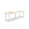 Mesa Consola Extensible, Mesa Comedor Plegable, 220, Para 10 Comensales, Patas Madera Maciza, Estilo Moderno, Roble Y Blanco