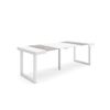 Mesa Consola Extensible, Mesa Comedor Plegable, 220, Para 10 Comensales, Patas Madera Maciza, Estilo Moderno, Blanco Y Cemento