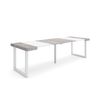 Mesa Consola Extensible, Mesa Comedor Plegable, 260, Para 12 Comensales, Patas Madera Maciza, Estilo Moderno, Blanco Y Cemento