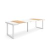 Mesa Consola Extensible, Mesa Comedor Plegable, 260, Para 12 Comensales, Patas Madera Maciza, Estilo Moderno, Roble Y Blanco