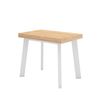 Mesa Consola Extensible, Mesa Comedor Plegable, 180, Para 8 Comensales, Patas De Madera, Estilo Moderno, Roble Y Blanco