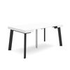 Mesa Consola Extensible, Mesa Comedor Plegable, 160, Para 8 Comensales, Patas De Madera, Estilo Moderno, Blanco