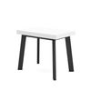 Mesa Consola Extensible, Mesa Comedor Plegable, 180, Para 8 Comensales, Patas De Madera, Estilo Moderno, Blanco Y Negro