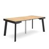 Mesa Consola Extensible, Mesa Comedor Plegable, 180, Para 8 Comensales, Patas De Madera, Estilo Moderno, Roble