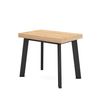 Mesa Consola Extensible, Mesa Comedor Plegable, 180, Para 8 Comensales, Patas De Madera, Estilo Moderno, Roble Y Negro