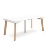 Mesa Consola Extensible, Mesa Comedor Plegable, 180, Para 8 Comensales, Patas De Madera, Estilo Moderno, Blanco