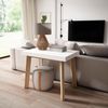 Mesa Consola Extensible, Mesa Comedor Plegable, 180, Para 8 Comensales, Patas De Madera, Estilo Moderno, Blanco