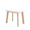 Mesa Consola Extensible, Mesa Comedor Plegable, 180, Para 8 Comensales, Patas De Madera, Estilo Moderno, Blanco