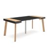 Mesa Consola Extensible, Mesa Comedor Plegable, 180, Para 8 Comensales, Patas De Madera, Estilo Moderno, Roble Y Negro