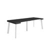 Mesa Consola Extensible, Mesa Comedor Plegable, 220, Para 10 Comensales, Patas De Madera, Estilo Moderno, Negro