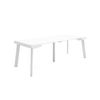 Mesa Consola Extensible, Mesa Comedor Plegable, 220, Para 10 Comensales, Patas De Madera, Estilo Moderno, Blanco