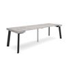 Mesa Consola Extensible, Mesa Comedor Plegable, 260, Para 12 Comensales, Patas De Madera, Estilo Moderno, Cemento