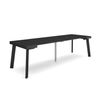 Mesa Consola Extensible, Mesa Comedor Plegable, 260, Para 12 Comensales, Patas De Madera, Estilo Moderno, Negro