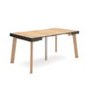 Mesa Consola Extensible, Mesa Comedor Plegable, 160, Para 8 Comensales, Patas De Madera, Estilo Moderno, Roble