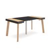 Mesa Consola Extensible, Mesa Comedor Plegable, 160, Para 8 Comensales, Patas De Madera, Estilo Moderno, Roble Y Negro