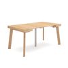 Mesa Consola Extensible, Mesa Comedor Plegable, 160, Para 8 Comensales, Patas De Madera, Estilo Moderno, Roble