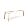 Mesa Consola Extensible, Mesa Comedor Plegable, 220, Para 10 Comensales, Patas De Madera, Estilo Moderno, Roble Y Blanco