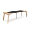 Mesa Consola Extensible, Mesa Comedor Plegable, 260, Para 12 Comensales, Patas De Madera, Estilo Moderno, Roble Y Negro