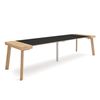 Mesa Consola Extensible, Mesa Comedor Plegable, 300, Para 14 Comensales, Patas De Madera, Estilo Moderno, Roble Y Negro