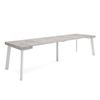 Mesa Consola Extensible, Mesa Comedor Plegable, 300, Para 14 Comensales, Patas De Madera, Estilo Moderno, Cemento