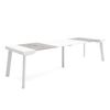 Mesa Consola Extensible, Mesa Comedor Plegable, 300, Para 14 Comensales, Patas De Madera, Estilo Moderno, Blanco Y Cemento