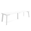 Mesa Consola Extensible, Mesa Comedor Plegable, 300, Para 14 Comensales, Patas De Madera, Estilo Moderno, Blanco