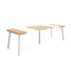 Mesa Consola Extensible, Mesa Comedor Plegable, 260, Para 12 Comensales, Patas De Madera, Estilo Moderno, Roble Y Blanco