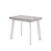 Mesa Consola Extensible, Mesa Comedor Plegable, 260, Para 12 Comensales, Patas De Madera, Estilo Moderno, Blanco Y Cemento