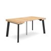 Mesa Consola Extensible, Mesa Comedor Plegable, 160, Para 8 Comensales, Patas De Madera, Estilo Moderno, Roble