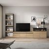 Muebles De Salón Para Tv, Conjunto De Muebles Comedor, 310x186x35cm, Para Tv Hasta 65", Chimenea Eléctrica, Estilo Moderno, Roble Y Negro