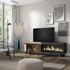 Mueble Tv, Televisión, Muebles De Salón, Almacenaje, 210, Para Tv Hasta 80", Chimenea Eléctrica Xxl, Diseño Industrial, Estilo Moderno, Roble Y Negro