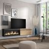 Mueble Tv, Televisión, Muebles De Salón, Almacenaje, 210, Para Tv Hasta 80", Chimenea Eléctrica Xxl, Colgado, Suspendido, Estilo Moderno, Roble Y Negro