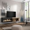 Mueble Tv, Televisión, Muebles De Salón, Almacenaje, 210, Para Tv Hasta 80", Chimenea Eléctrica Xxl, Colgado, Suspendido, Estilo Moderno, Roble Y Negro