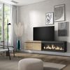 Mueble Tv, Televisión, Muebles De Salón, Almacenaje, 210, Para Tv Hasta 80", Chimenea Eléctrica Xxl, Colgado, Suspendido, Estilo Moderno, Roble Y Negro