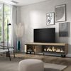 Mueble Tv, Televisión, Muebles De Salón, Almacenaje, 210, Para Tv Hasta 80", Chimenea Eléctrica Xxl, Diseño Industrial, Estilo Moderno, Roble