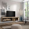 Mueble Tv, Televisión, Muebles De Salón, Almacenaje, 210, Para Tv Hasta 80", Chimenea Eléctrica Xxl, Colgado, Suspendido, Estilo Moderno, Roble